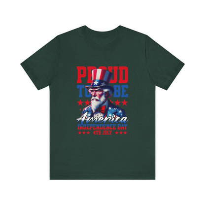 Proud to Be American Independence Day Tee, Patriotic T-Shirt, 4th of July Shirt, Unisex Jersey Tee, Red White Blue Graphic Tee