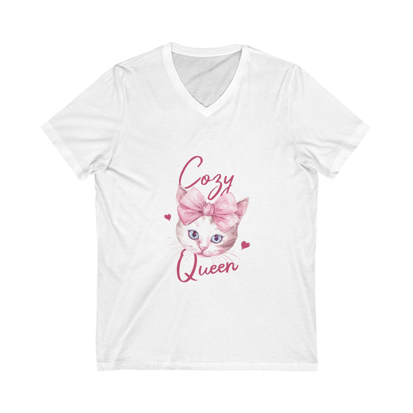 Cozy Cat Queen V-Neck Tee, Cat Lovers Shirt, Cute Top for Pet Owners, Gift for Cat Lovers, Cozy Apparel, Cat Mom Shirt