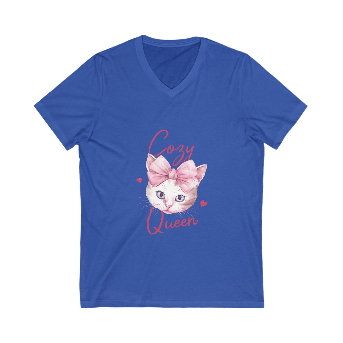 Cozy Cat Queen V-Neck Tee, Cat Lovers Shirt, Cute Top for Pet Owners, Gift for Cat Lovers, Cozy Apparel, Cat Mom Shirt