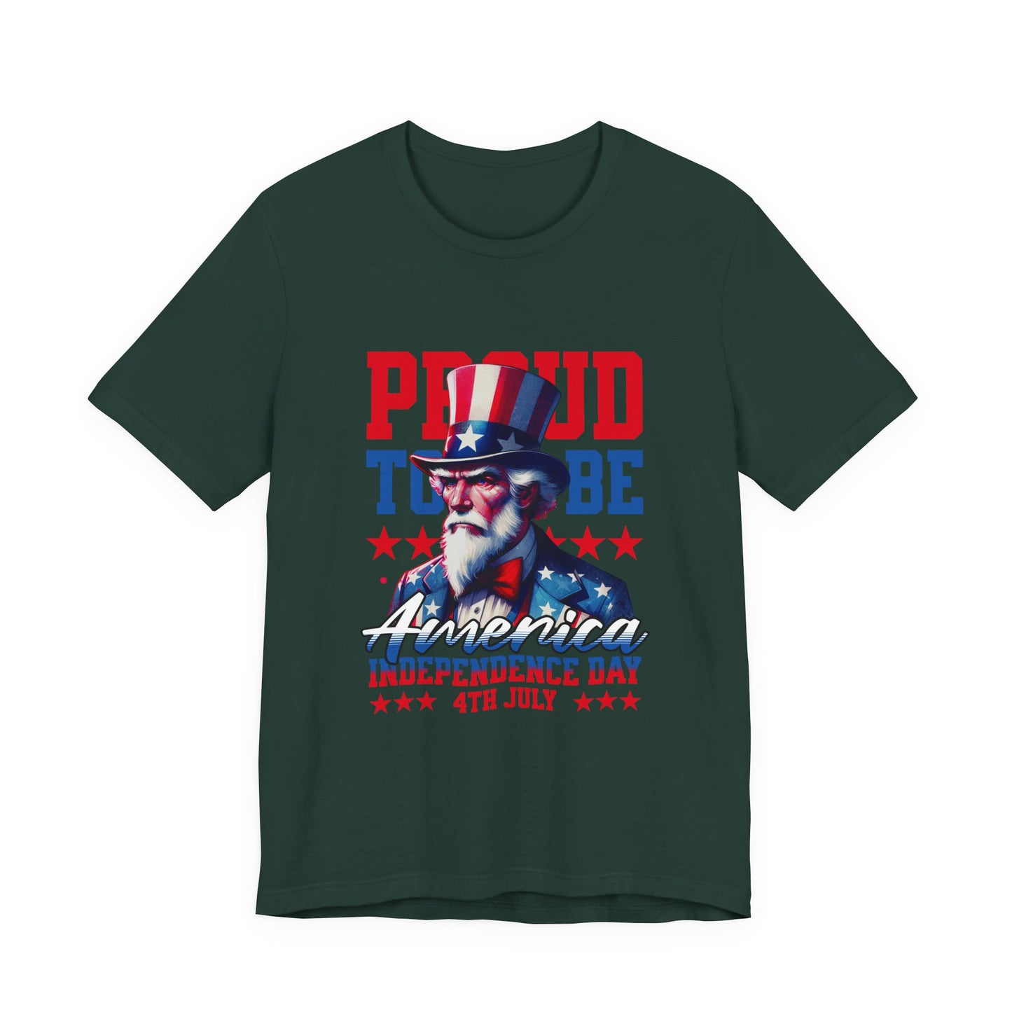 Proud to Be American Independence Day Tee, Patriotic T-Shirt, 4th of July Shirt, Unisex Jersey Tee, Red White Blue Graphic Tee