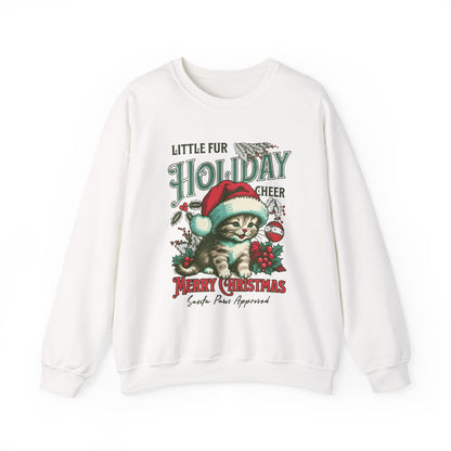 Christmas Cat Sweatshirt, Holiday Cheer Crewneck, Furry Festive Apparel, Gifts for Cat Lovers, Unisex Winter Wear