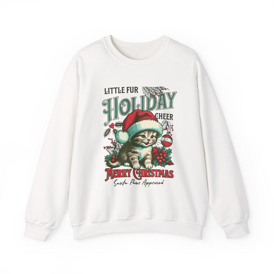 Christmas Cat Sweatshirt, Holiday Cheer Crewneck, Furry Festive Apparel, Gifts for Cat Lovers, Unisex Winter Wear