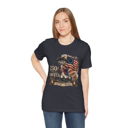 250th America Bicentennial Cat Tee — 1776–2026 Patriotic Flag T‑Shirt