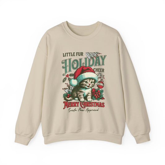 Christmas Cat Sweatshirt, Holiday Cheer Crewneck, Furry Festive Apparel, Gifts for Cat Lovers, Unisex Winter Wear