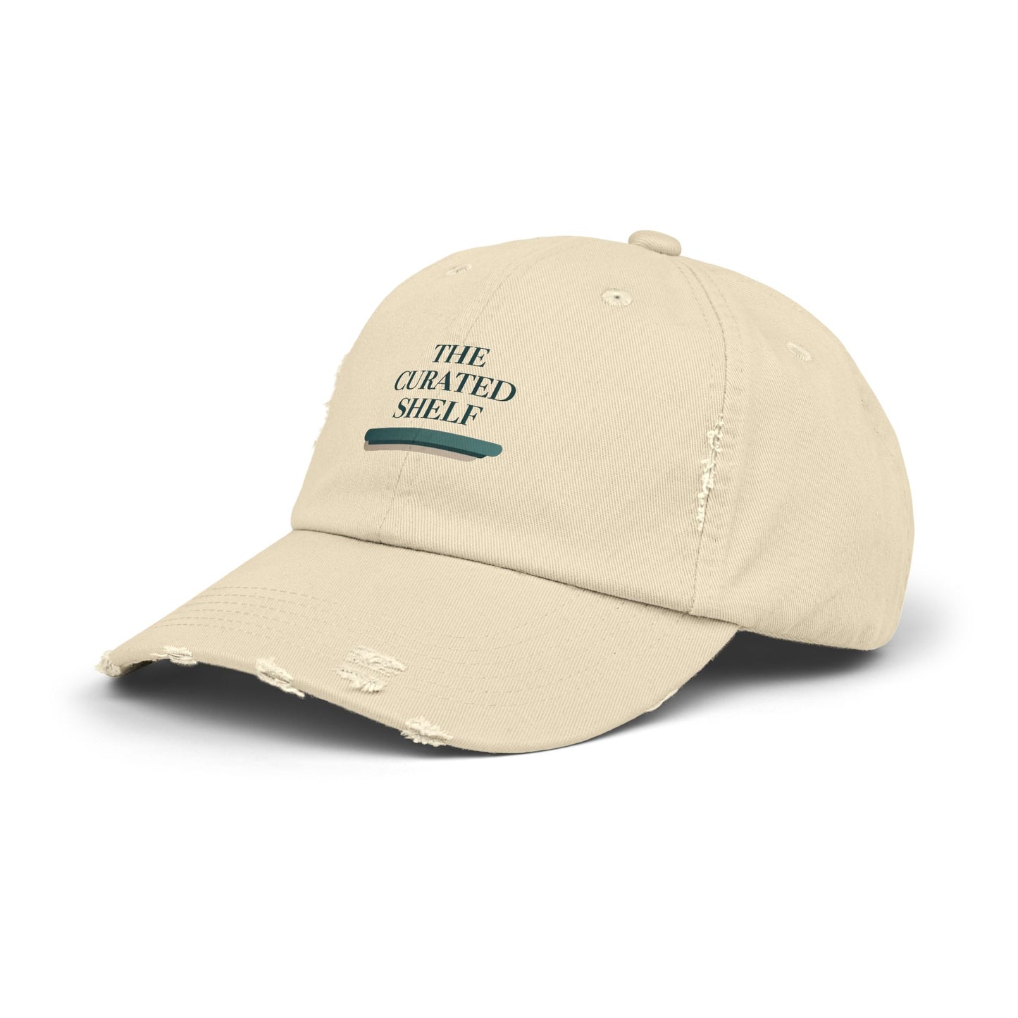 Unisex Distressed Cap with 'The Curated Shelf' Design - Casual Style for Everyday Wear, Perfect Gift for Friends, Athletes, Birthdays, [...]