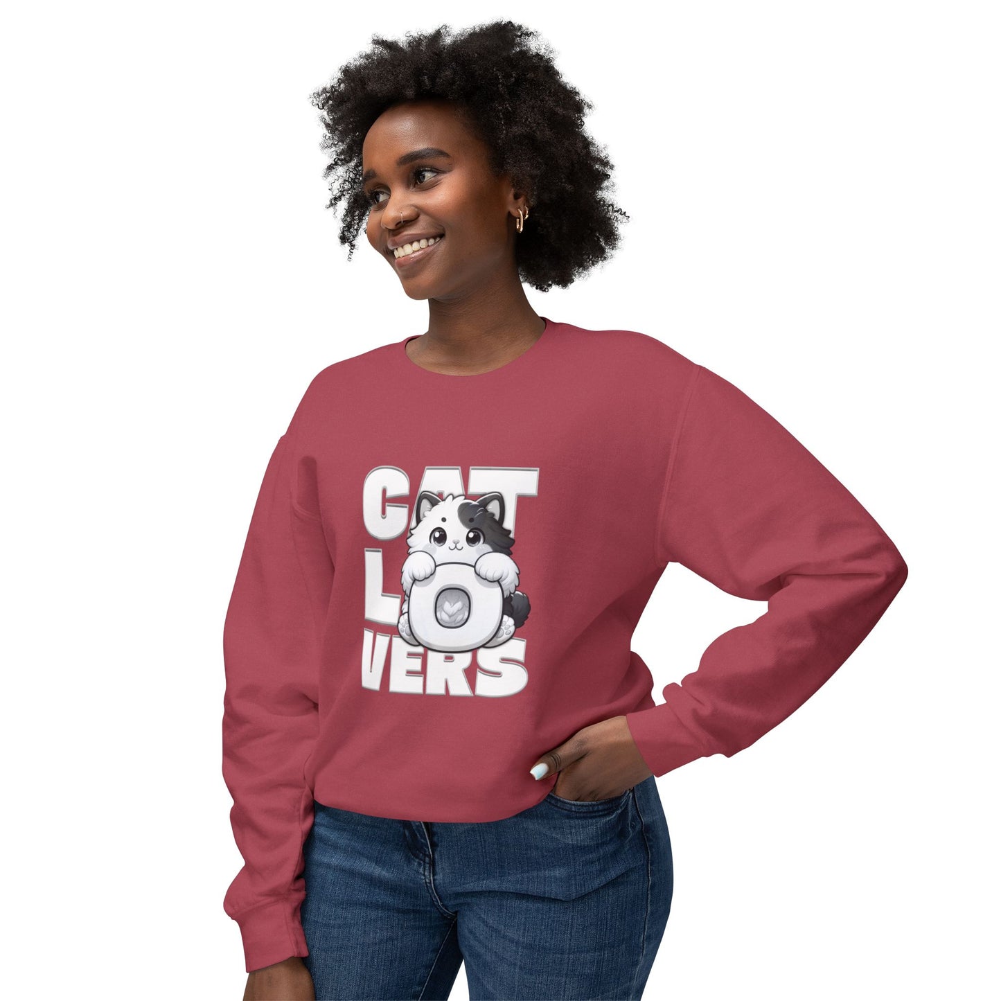 Cat Lovers Unisex Lightweight Crewneck Sweatshirt, Cute Pet Sweatshirt, Gift for Cat Owners, Cozy Apparel, Animal Lover Clothing