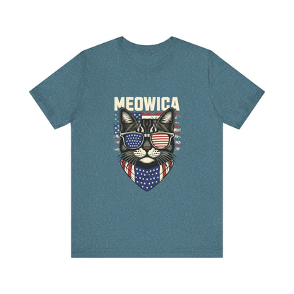 Patriotic Cat T-Shirt, Fun Animal Tee, Unisex Graphic Tee, Fourth of July Shirt, Gift for Cat Lovers, Casual Summer Wear