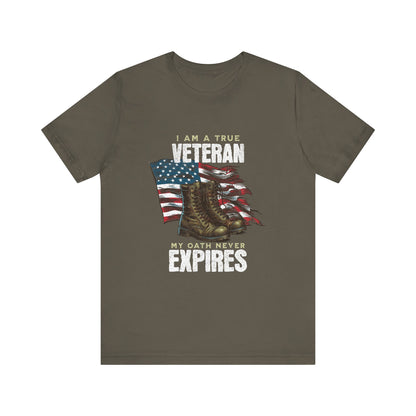 Veteran Tribute Tee, Unisex Military Shirt, Patriotic Short Sleeve T-Shirt, Gift for Veterans, Oath Never Expires Apparel