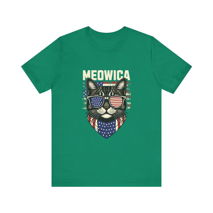 Patriotic Cat T-Shirt, Fun Animal Tee, Unisex Graphic Tee, Fourth of July Shirt, Gift for Cat Lovers, Casual Summer Wear