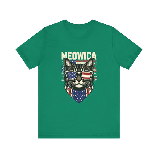 Patriotic Cat T-Shirt, Fun Animal Tee, Unisex Graphic Tee, Fourth of July Shirt, Gift for Cat Lovers, Casual Summer Wear