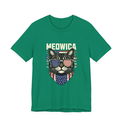 Patriotic Cat T-Shirt, Fun Animal Tee, Unisex Graphic Tee, Fourth of July Shirt, Gift for Cat Lovers, Casual Summer Wear