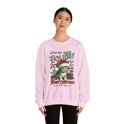 Christmas Cat Sweatshirt, Holiday Cheer Crewneck, Furry Festive Apparel, Gifts for Cat Lovers, Unisex Winter Wear