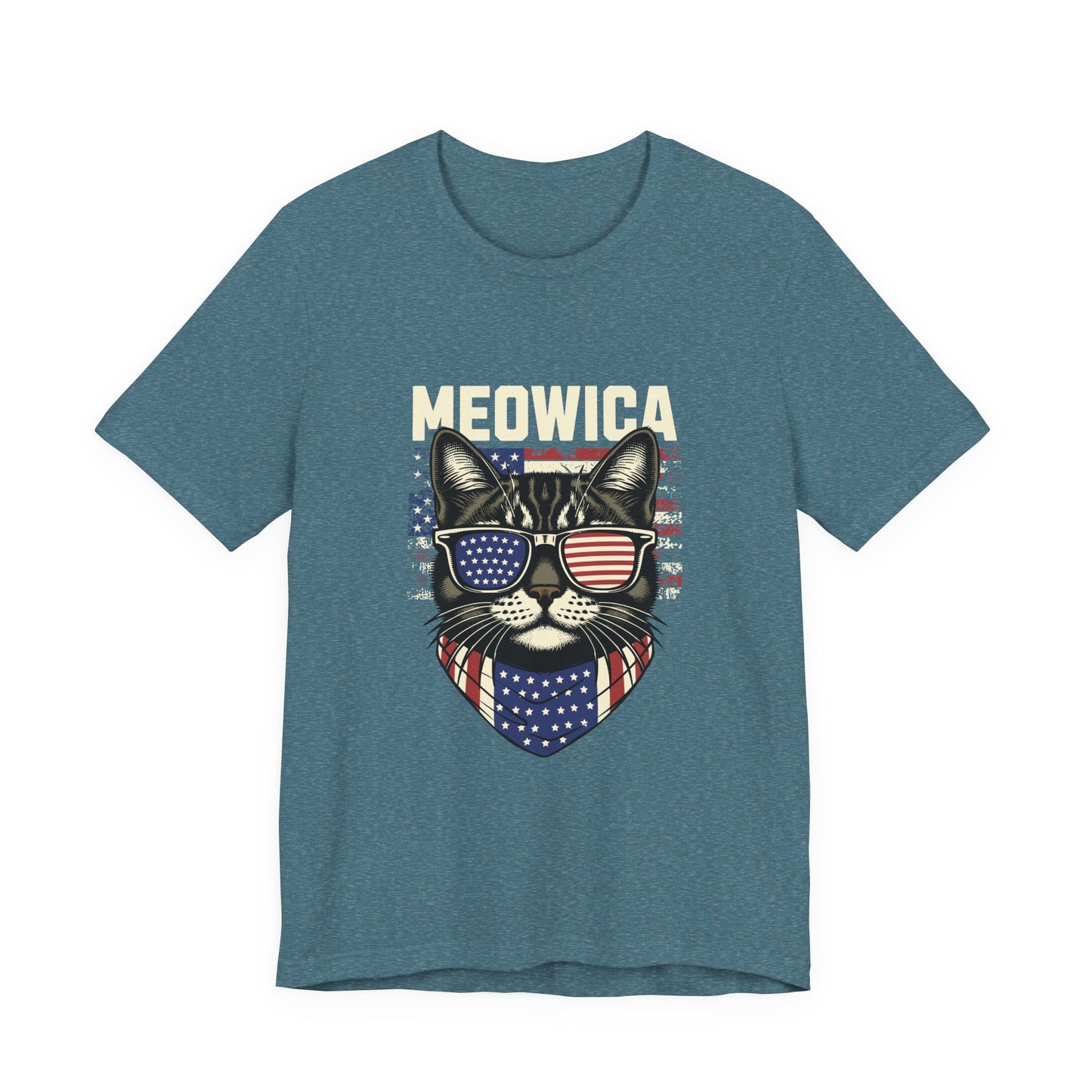 Patriotic Cat T-Shirt, Fun Animal Tee, Unisex Graphic Tee, Fourth of July Shirt, Gift for Cat Lovers, Casual Summer Wear