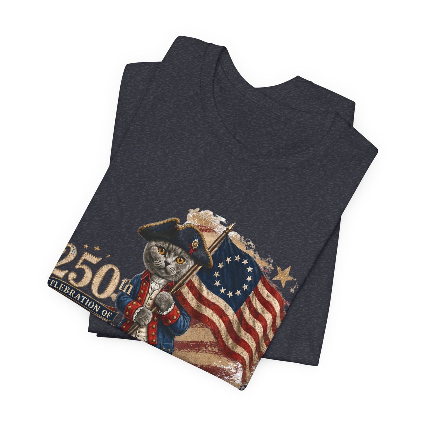 250th America Bicentennial Cat Tee — 1776–2026 Patriotic Flag T‑Shirt