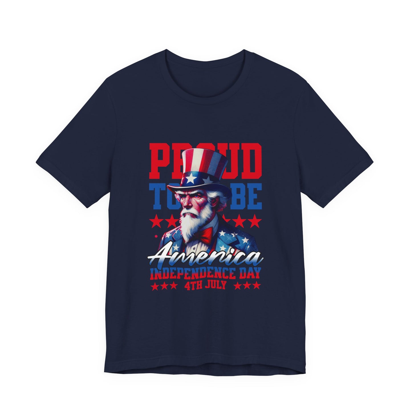 Proud to Be American Independence Day Tee, Patriotic T-Shirt, 4th of July Shirt, Unisex Jersey Tee, Red White Blue Graphic Tee
