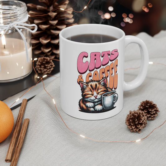 Cute Cats & Coffee Mug, Cat Lover Gift, Coffee Cup, Pet Lover Mug, Cute Animal Design, Gift for Cat Owners - The Curated Shelf